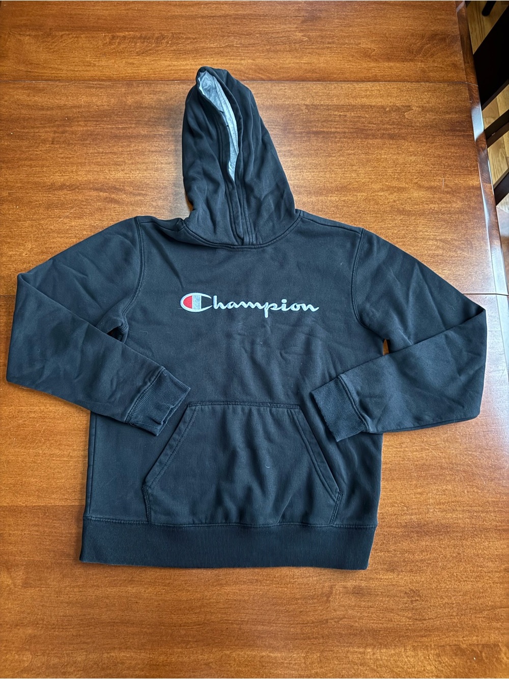 Champion XL Black Pullover Hoodie Script Logo Embroidered Sweatshirt